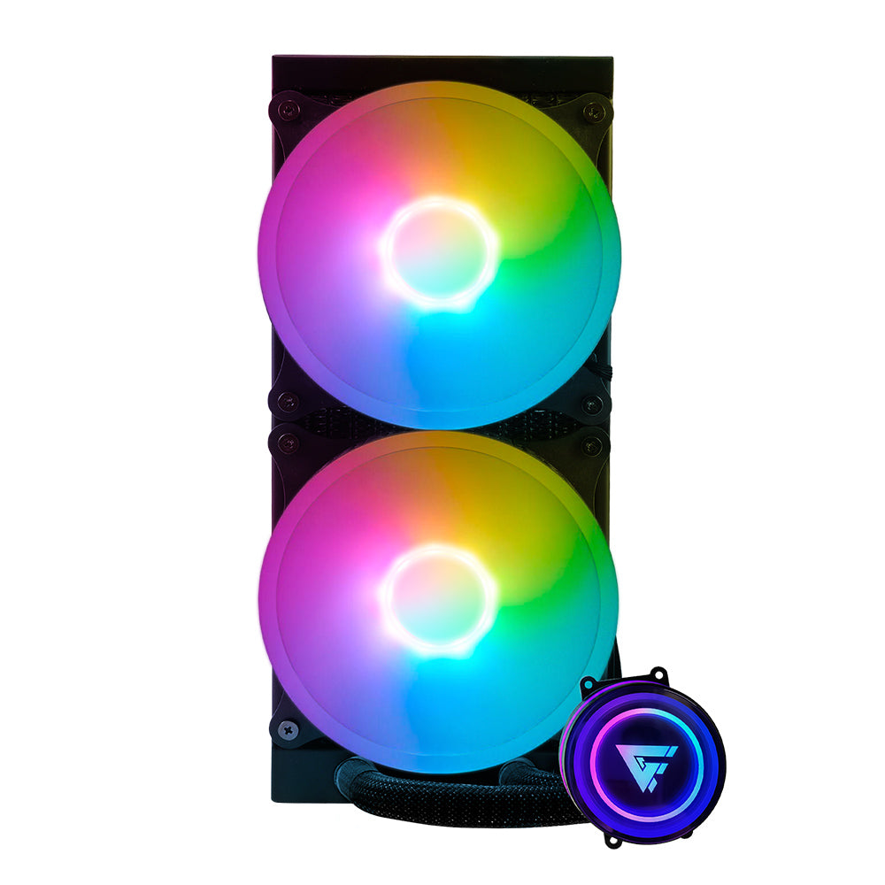 ENFRIAMIENTO LIQUIDO GAME FACTOR 2x120 RGB 250W 70 CFM NEGRO LQG601 BK ENFRIAMIENTO LIQUIDO GAME FACTOR 2x120 RGB 250W 70 CFM NEGRO LQG601 BK